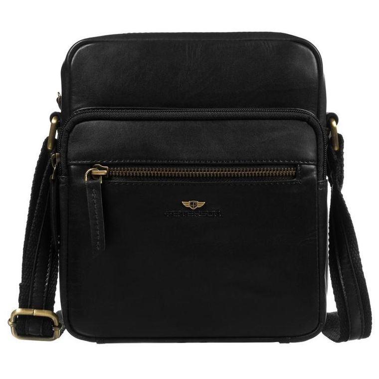 Zestaw, Torba listonoszka, Etui na klucze, czarny, skórzany, Peterson