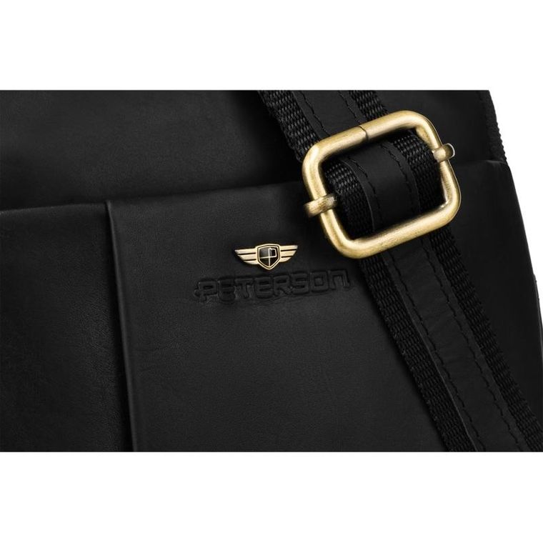 Zestaw, Torba listonoszka, Etui na klucze, czarny, skórzany, Peterson