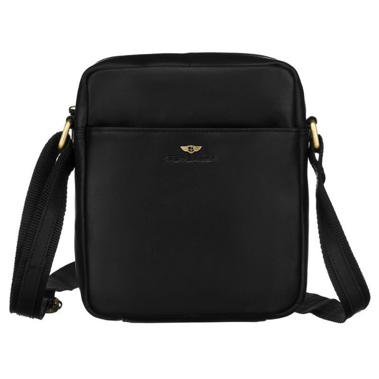 Zestaw, Torba listonoszka, Etui na klucze, czarny, skórzany, Peterson