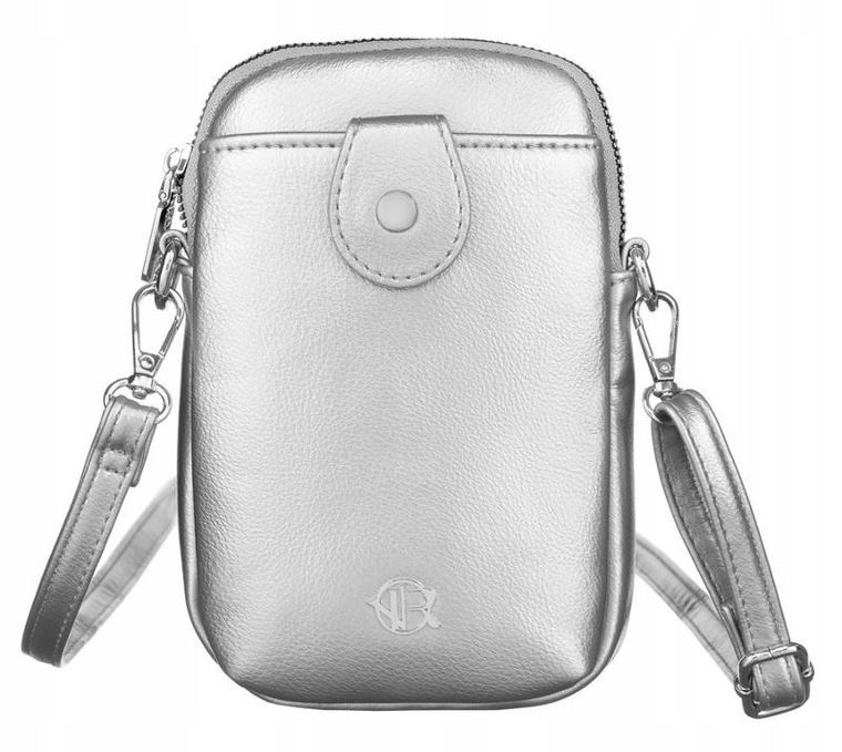 Zestaw: Torebka listonoszka, Portmonetka, srebrny, skóra ekologiczna, Rovicky