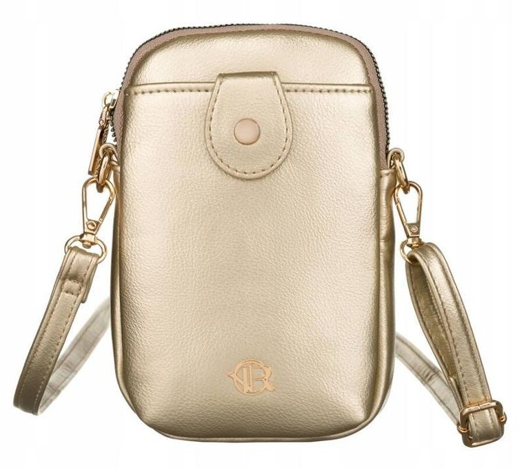 Zestaw: Torebka listonoszka, Portmonetka, złoty, skóra ekologiczna, Rovicky