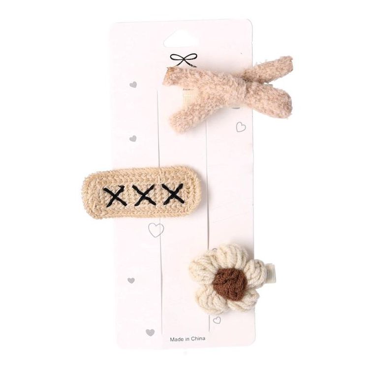 Zestaw uroczych spinek do włosów, 10 szt. beżowa, boho