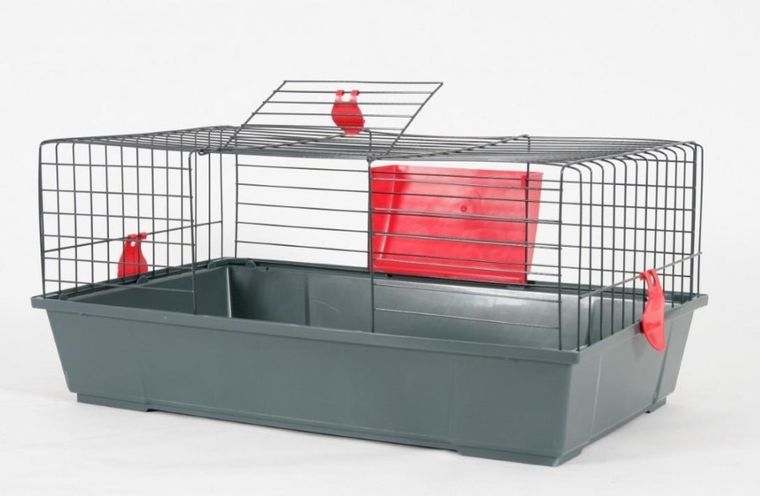 Zolux, Classic, klatka, 80 cm, szara, czerwona