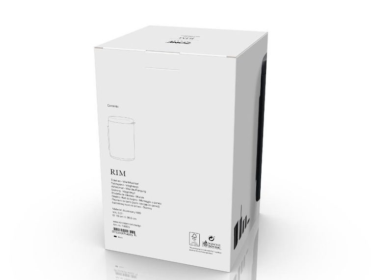 Zone Denmark, Rim, ścienny kosz łazienkowy, Black, 3,3l