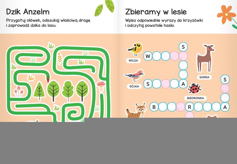 Zwierzęta w lesie. Łamigłówki przedszkolaka