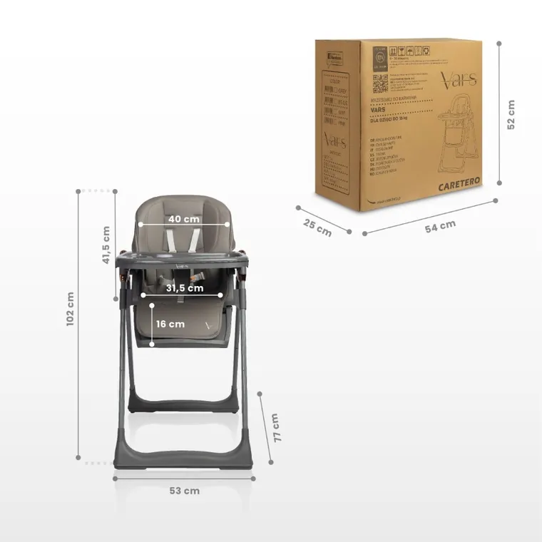 Caretero, Vars, krzesełko do karmienia, beige