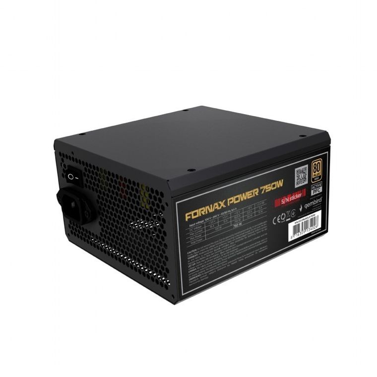 Gembird, zasilacz komputerowy, ATX 750W, aktywne PFC 12 cm, fan 80