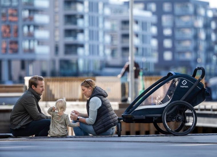 Hamax, Breeze, przyczepka rowerowa, podwójna, Navy/Cream