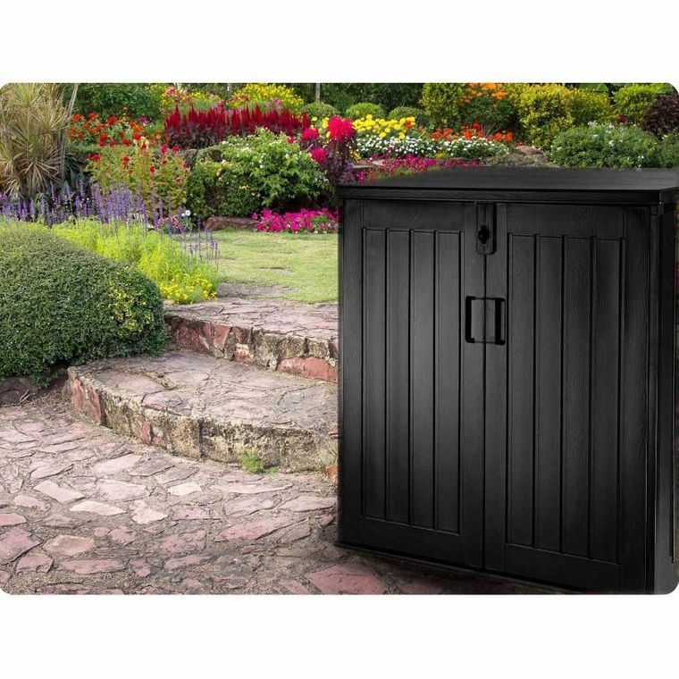 Plonos, skrzynia ogrodowa, czarna, 116-112,5-71 cm, 775l