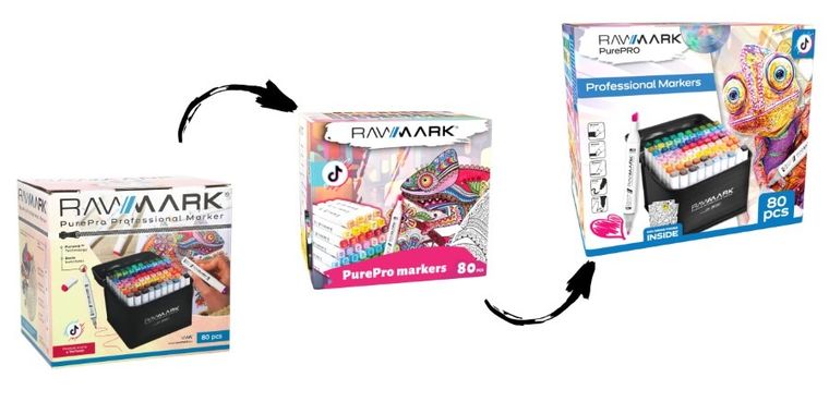 Rawmark, PurePro, promarkery + etui ze stelażem, 80 kolorów