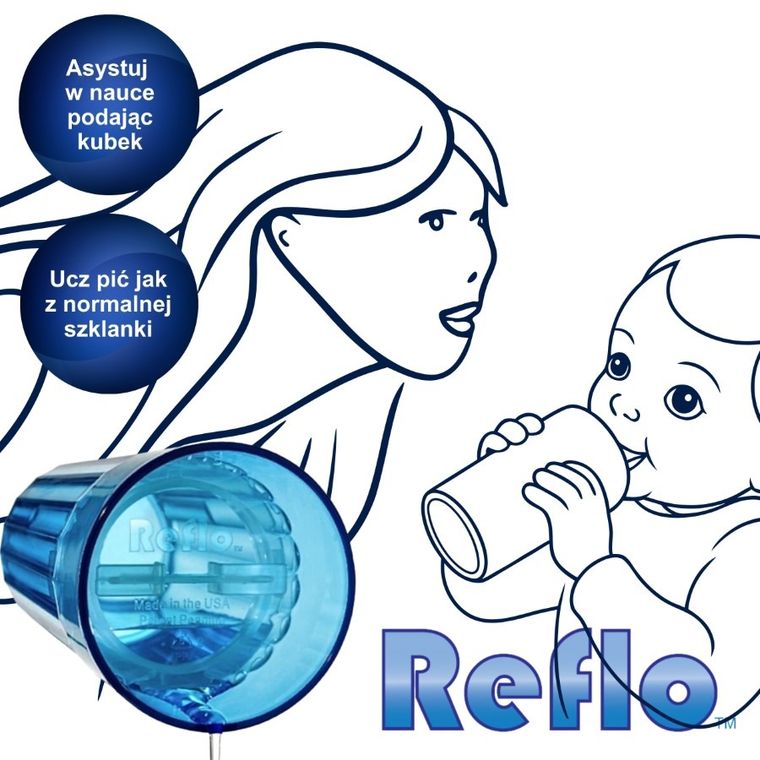 Reflo, kubek do nauki picia, niebieski, 280 ml