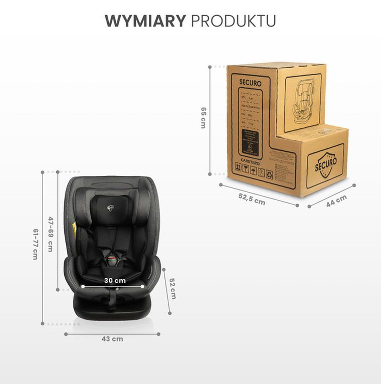 Caretero, Securo i-Size, fotelik samochodowy, burgundy, 40-150 cm