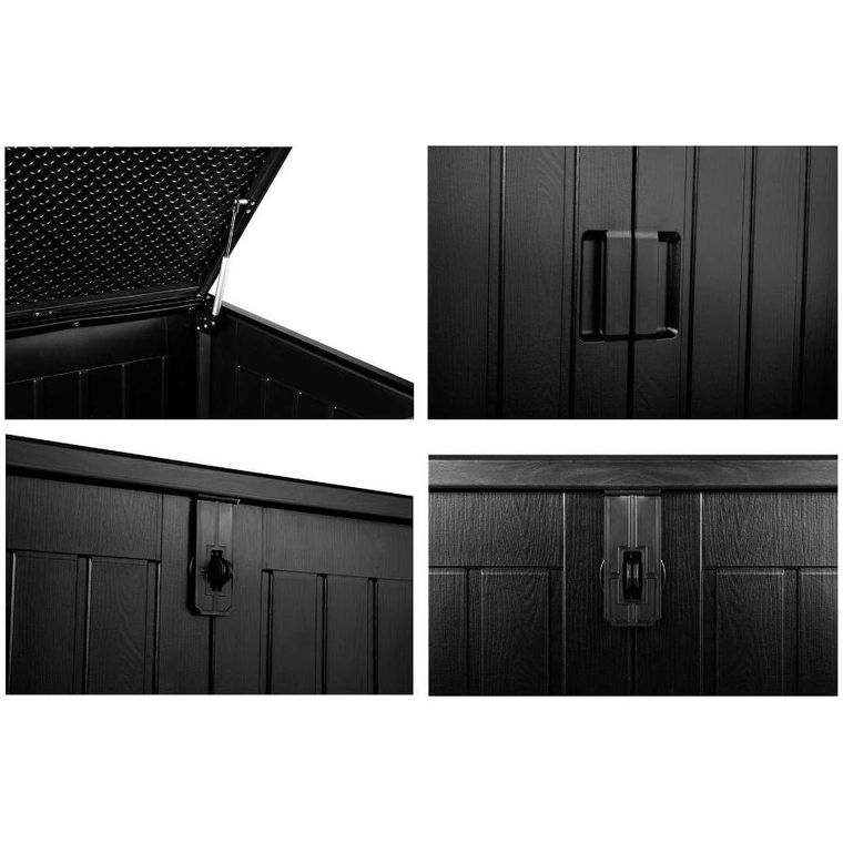 Plonos, skrzynia ogrodowa, czarna, 116-112,5-71 cm, 775l