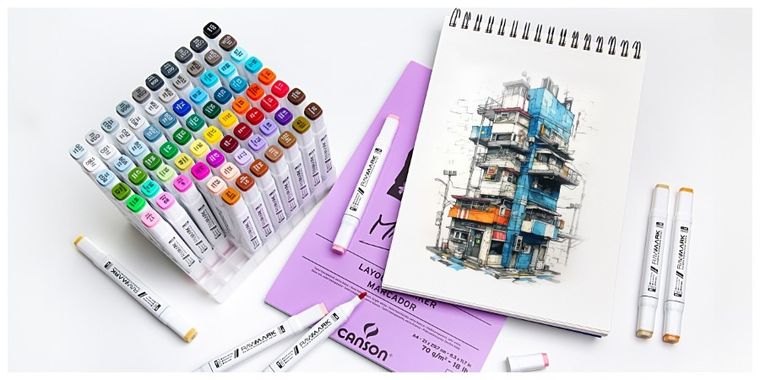 Rawmark, PurePro, promarkery + etui ze stelażem, 80 kolorów