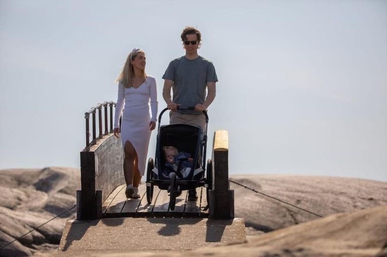 Hamax, Breeze, przyczepka rowerowa, podwójna, Navy/Cream