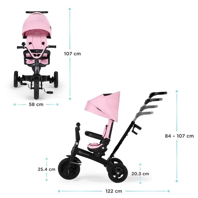 Kinderkraft, Twipper, rowerek trójkołowy, Pink