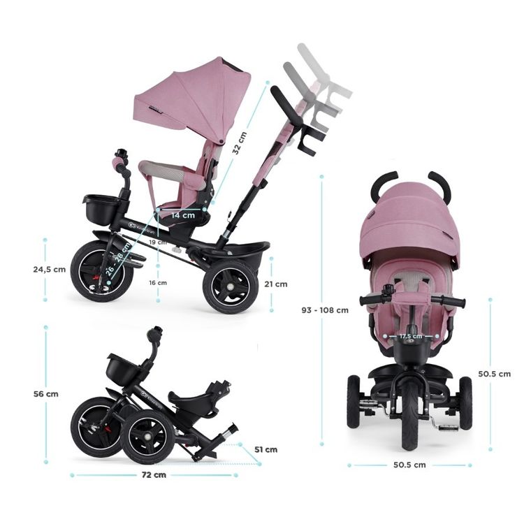 Kinderkraft, Spinstep, rowerek trójkołowy, Pink