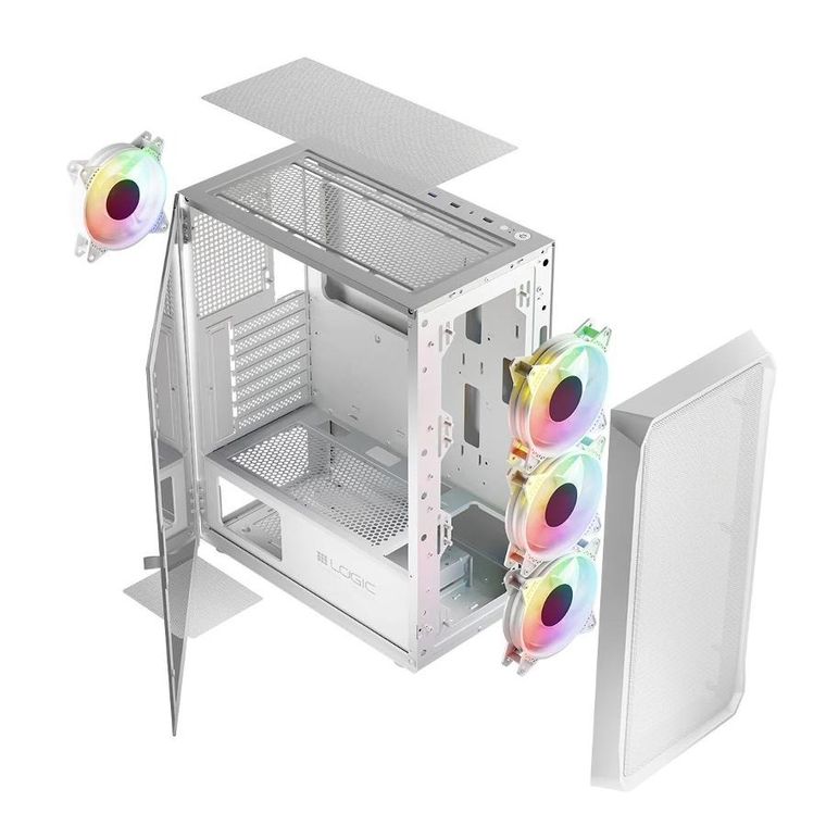 Logic Concept, obudowa komputerowa, Portos ARGB Midi USB 3.0, biała