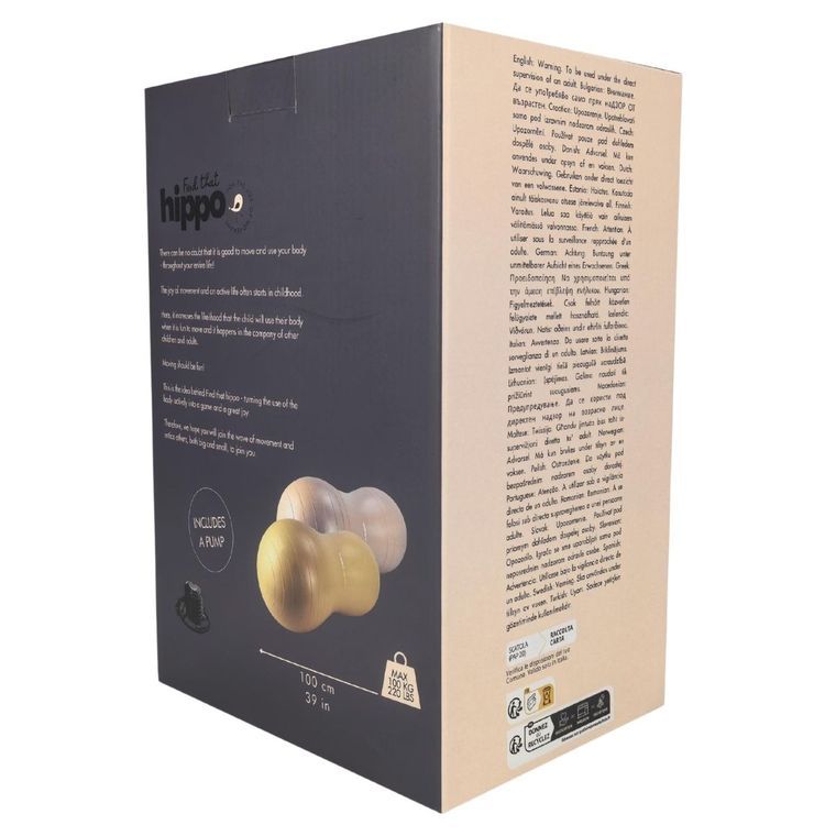 Find that Hippo, piłka do ćwiczeń typu peanut, złota, 100 cm