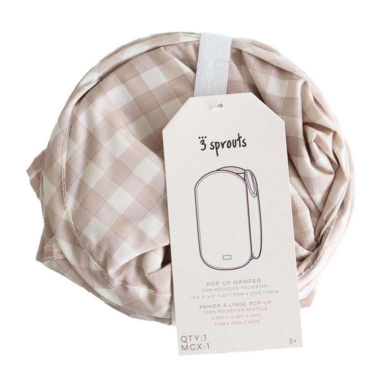 3 Sprouts, Pop-up, Gingham, kosz na pranie i zabawki, beige