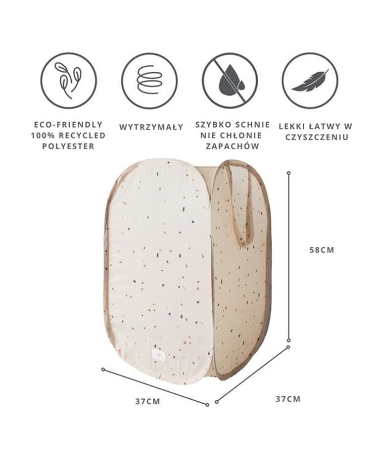 3 Sprouts, Pop-up, Terrazzo, kosz na pranie i zabawki, beige