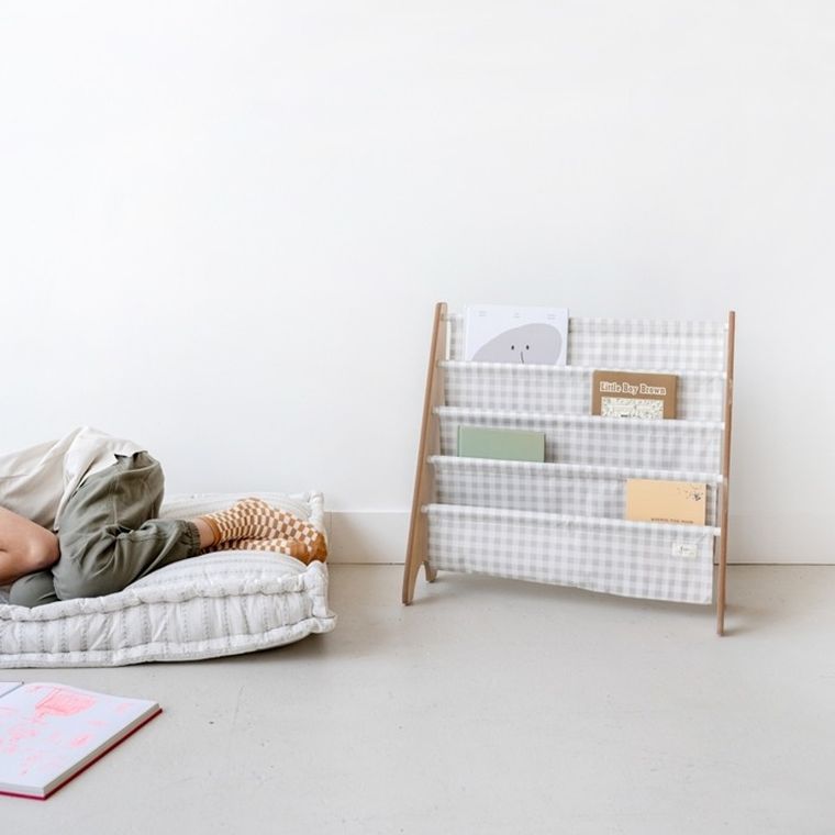 3 Sprouts, Recycled Gingham, stojak na książki, Beige