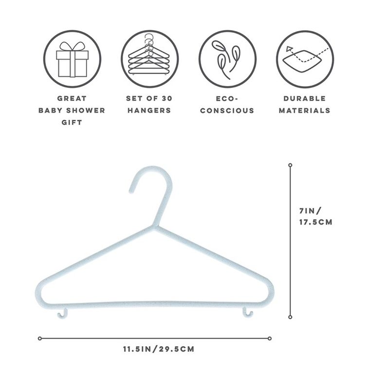 3 Sprouts, wieszaki dla dzieci, EKO, blue, 15szt.