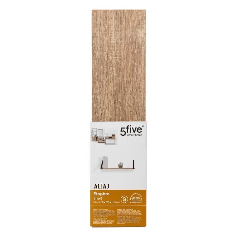 5five Simply Smart, Aliaj, półka ścienna z metalowymi uchwytami, 58-15-16 cm