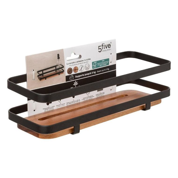 5five Simply Smart, Blackacia, półka pod prysznic, bez wiercenia, 25,5-10-8 cm