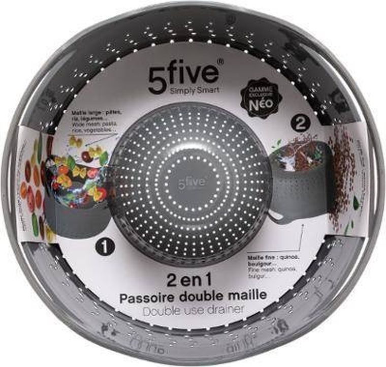 5Five Simply Smart, durszlak 2w1, tworzywo sztuczne, szary