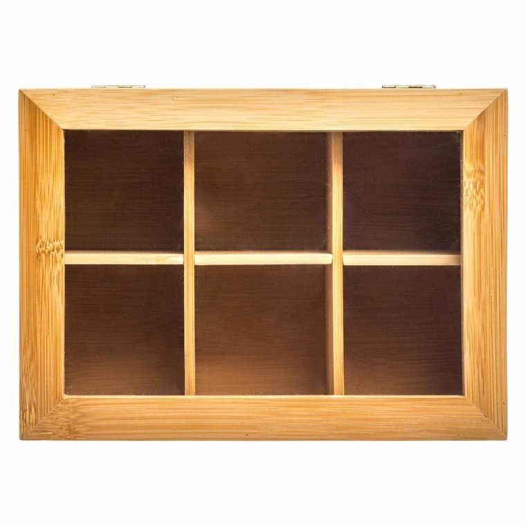 5five Simply Smart, herbaciarka bambusowa z 6 przegródkami i wieczkiem, 16-22 cm