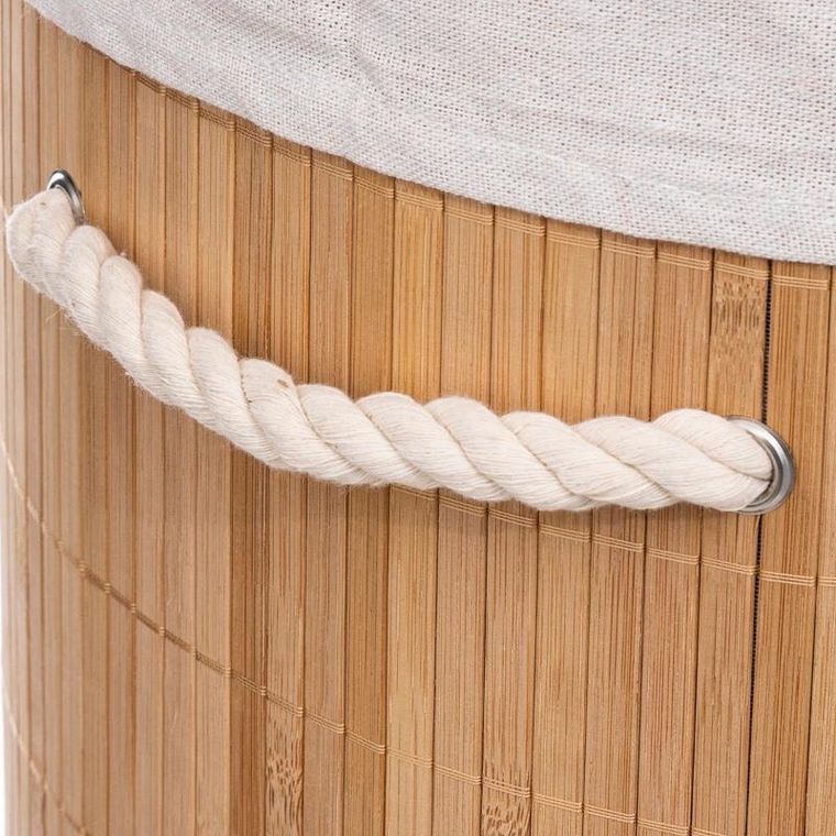 5five Simply Smart, kosz na pranie, bamboo, okrągły, z pokrywką, 48l