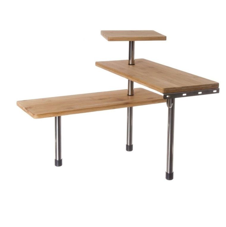 5five Simply Smart, narożna półka kuchenna, bambusowa, 3 poziomy, 4 haczyki