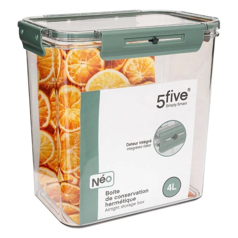 5five Simply Smart, Neo, hermetyczny pojemnik na żywność z datownikiem, 4000 ml