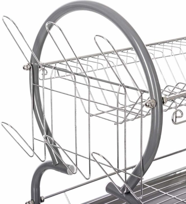 5five Simply Smart, ociekacz do naczyń 2 poziomy + koszyk na sztućce, szary
