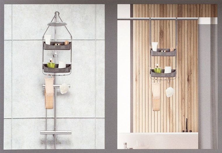 5five Simply Smart, półka łazienkowa z przyssawkami, 2 półki, szara