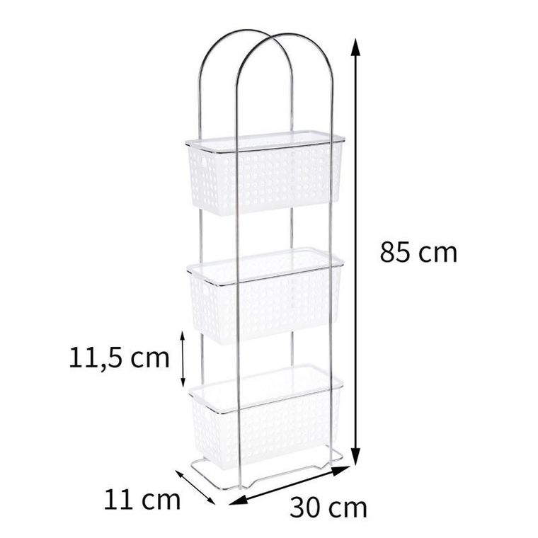 5five Simply Smart, regał łazienkowy, półki na przybory - 3 poziomy, biało-transparentny