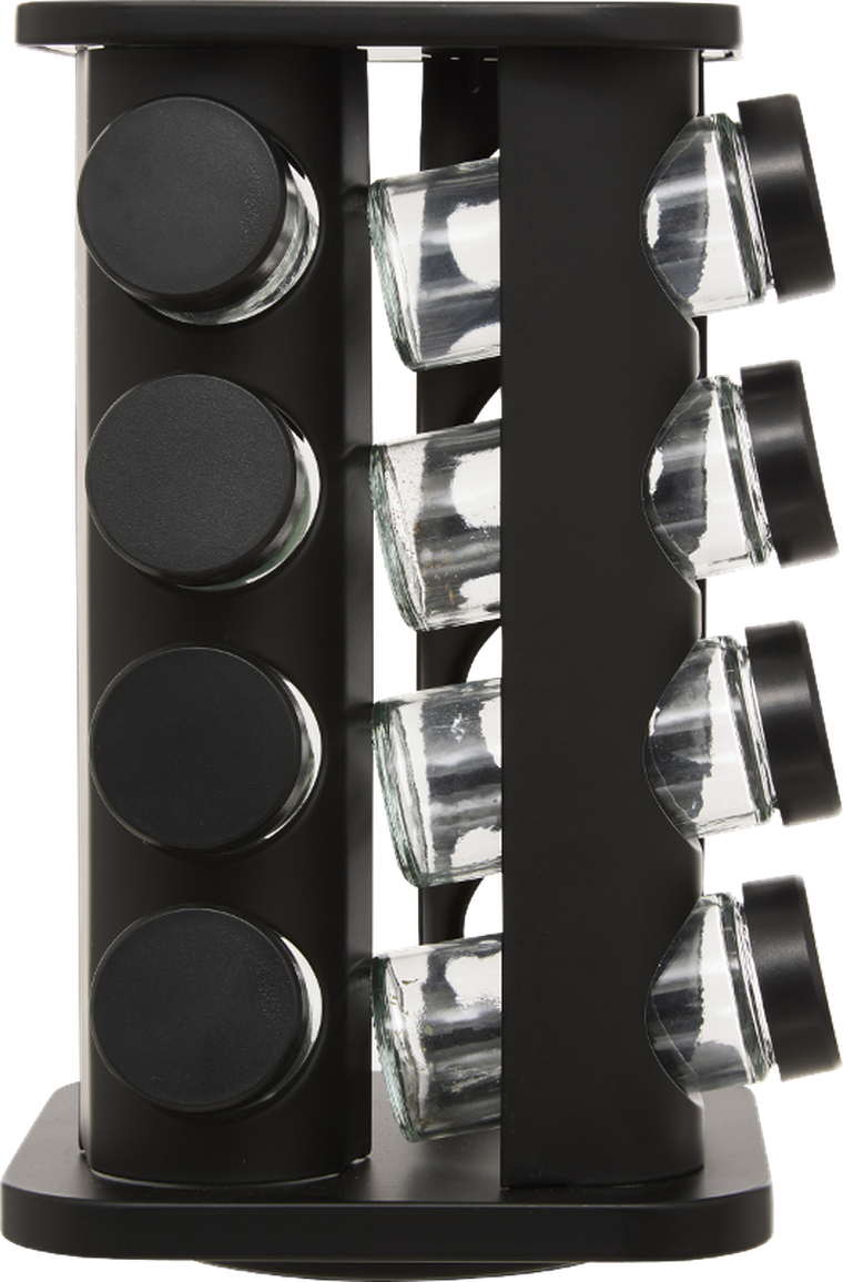 5five Simply Smart, Rota, organizer na przyprawy ze szklanymi słoikami, metalowy, 16 szt.