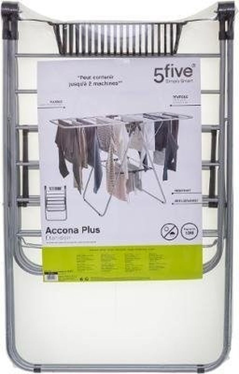 5five Simply Smart, rozkładana suszarka na pranie, z koszyczkiem na drobiazgi, 2 poziomy