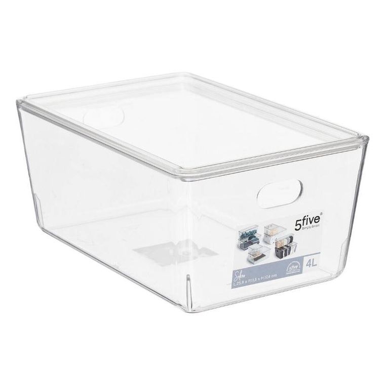 5five Simply Smart, Selena, pudełka z pokrywką, przezroczyste, do szafy, 4l