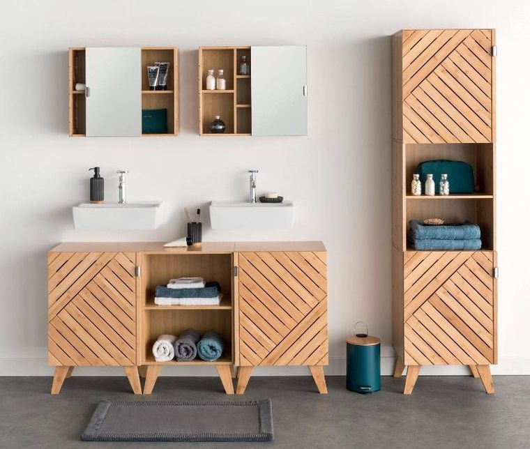 5five Simply Smart, szafka łazienkowa, Bath n'modul, zamykana, bambus, 70 cm