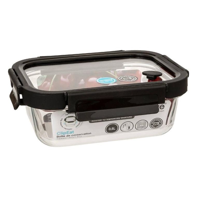 5five Simply Smart, szklany pojemnik na żywność z hermetyczną pokrywką, transparentny