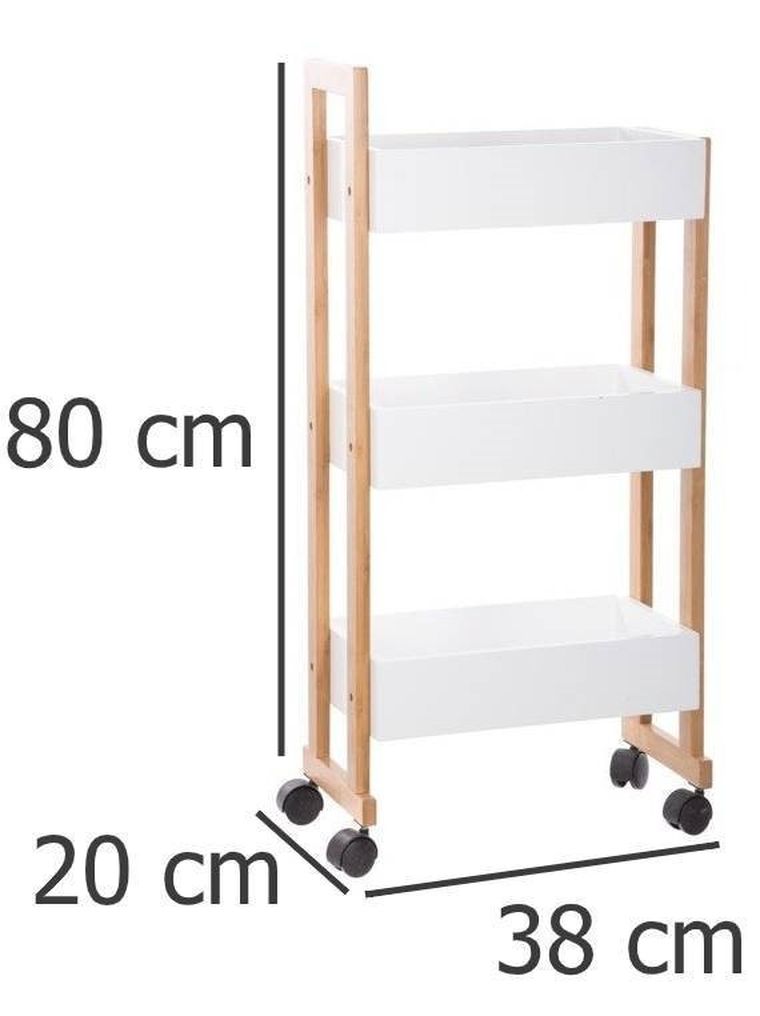 5five Simply Smart, wózek łazienkowy, Bamboo, 3 poziomy