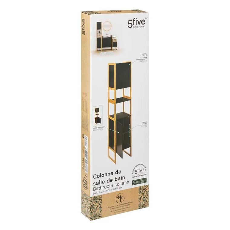 5five Simply Smart, wysoki regał łazienkowy, Natureo, 33-33-170 cm