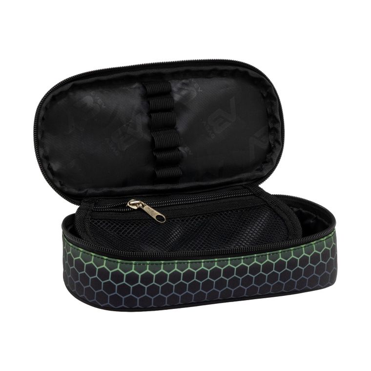 Abag, piórnik owalny, hexagon green ombre