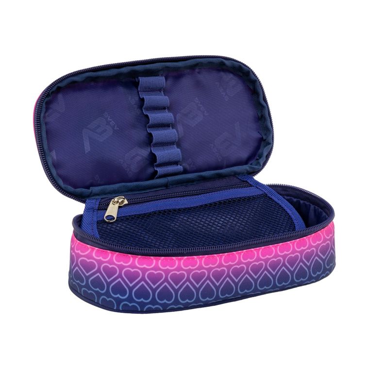 Abag, piórnik owalny, hexagon pink ombre