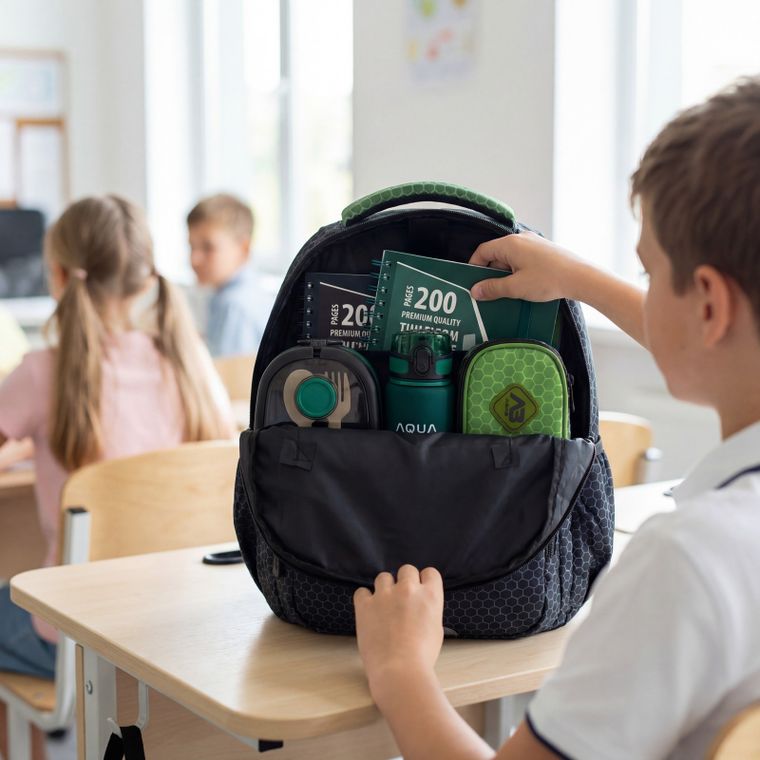 Abag, plecak szkolny, 3-komorowy, hexagon green ombre