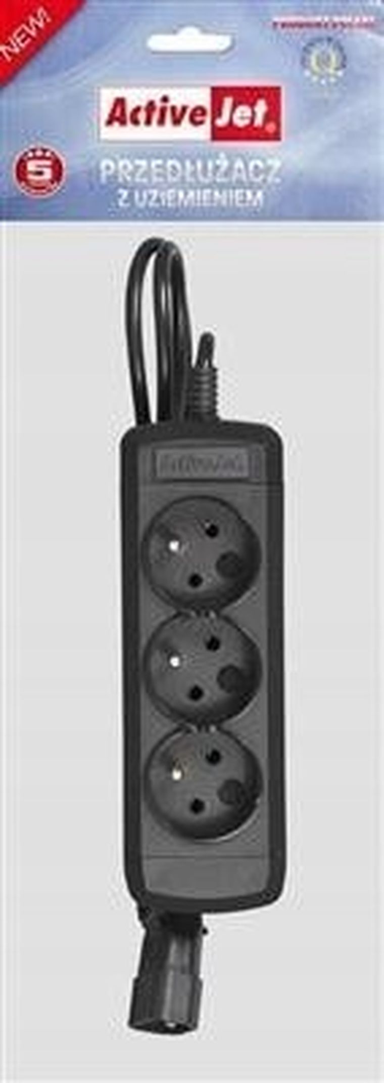 Activejet, przedłużacz, 3xUte, 10 A, 1,8m, czarny