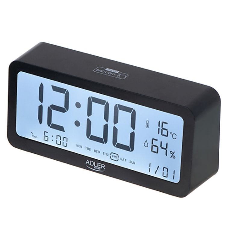 Adler, budzik na baterie, czarny, AD 1195B