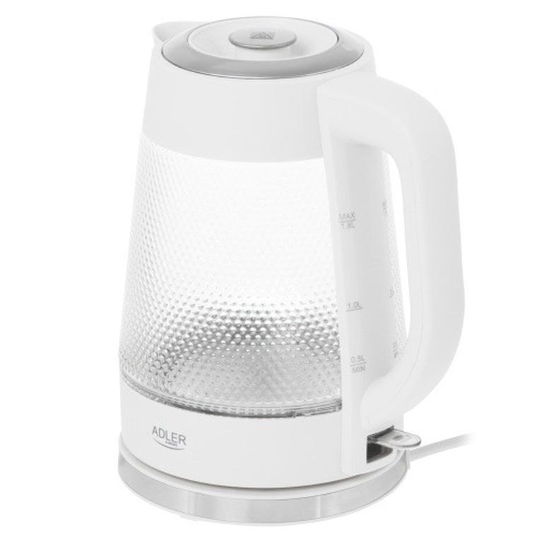 Adler, czajnik elektryczny, szklany, LED, 1,8l